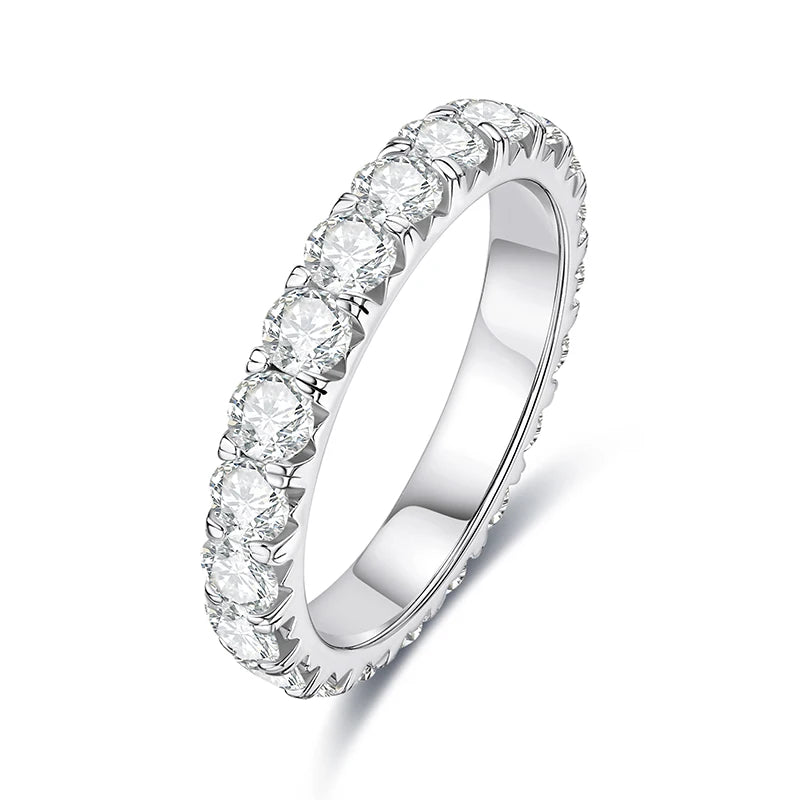 3mm Moissanite Eternity Band 2.3cttw - Sterling Silver Wedding Ring