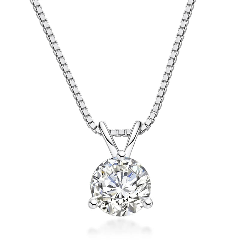 1ct Round Cut Moissanite Pendant Necklace - 18K Gold Plated D Color