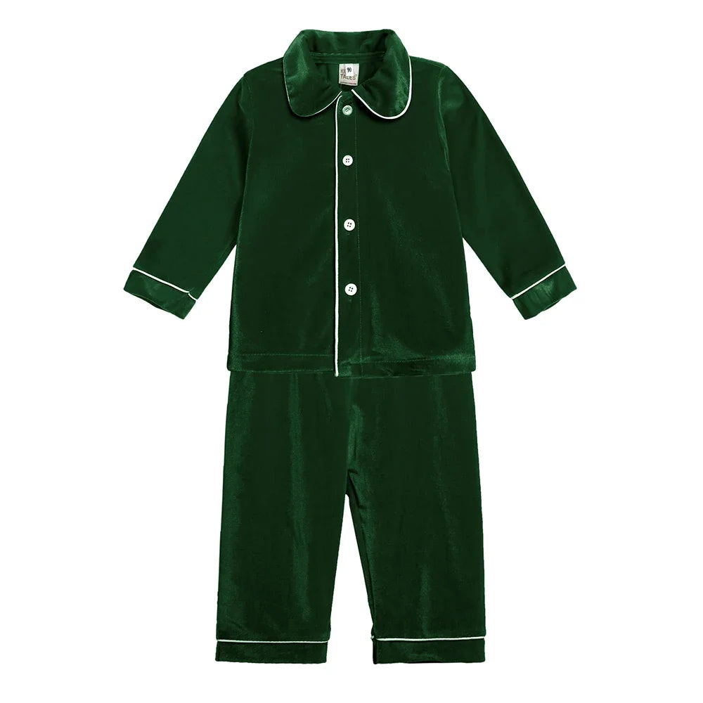 Kids Velvet Christmas Robe Pajamas – Family Matching Winter Sleepwear