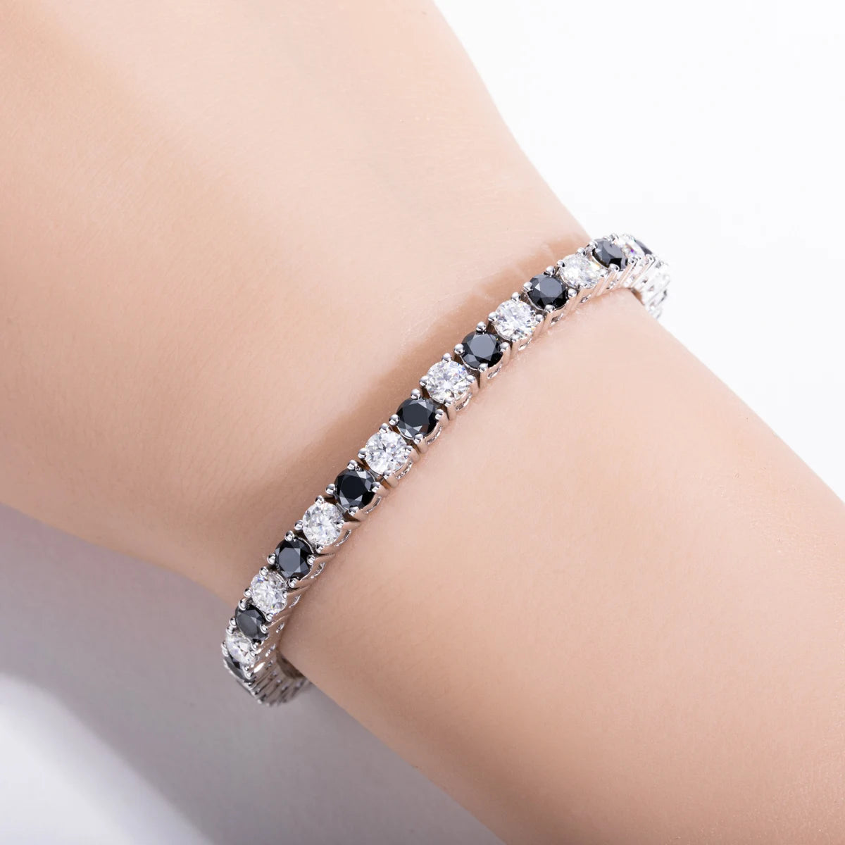 4mm Black Moissanite Tennis Bracelet - 925 Sterling Silver