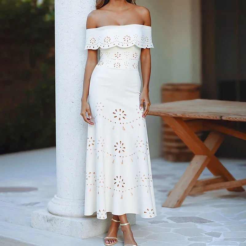 Off Shoulder Lace Up Bikini Set - Mini Dress Beachwear