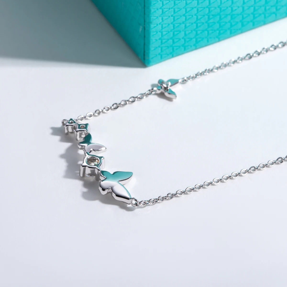 0.5ct Moissanite Butterfly Pendant Necklace - 18K Gold Plated 925 Sterling Silver D Color