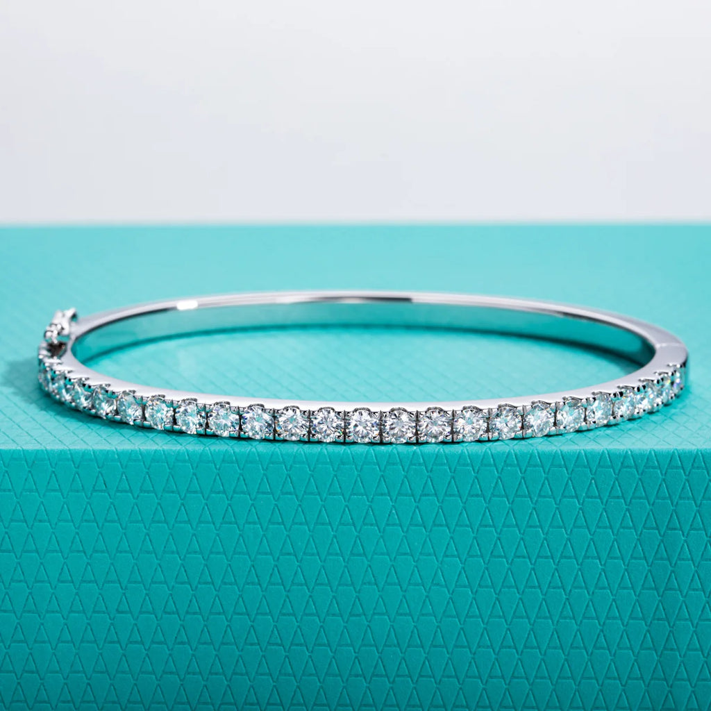 3mm Half Eternity Moissanite Bracelet - 925 Sterling Silver 18K Gold Plated