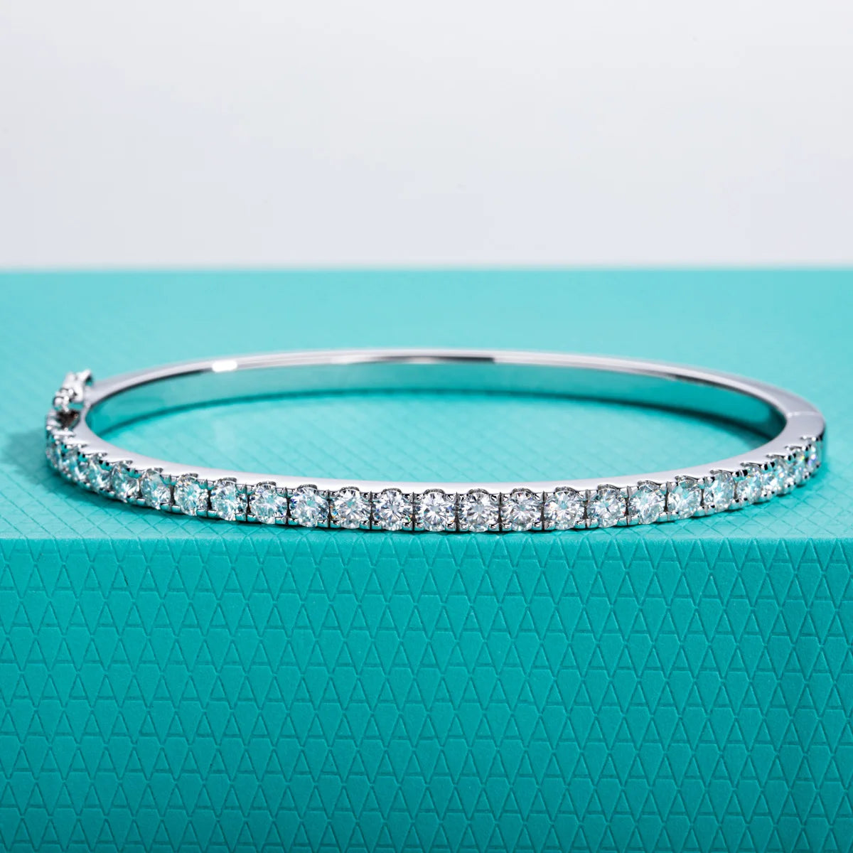 3mm Half Eternity Moissanite Bracelet - 925 Sterling Silver 18K Gold Plated