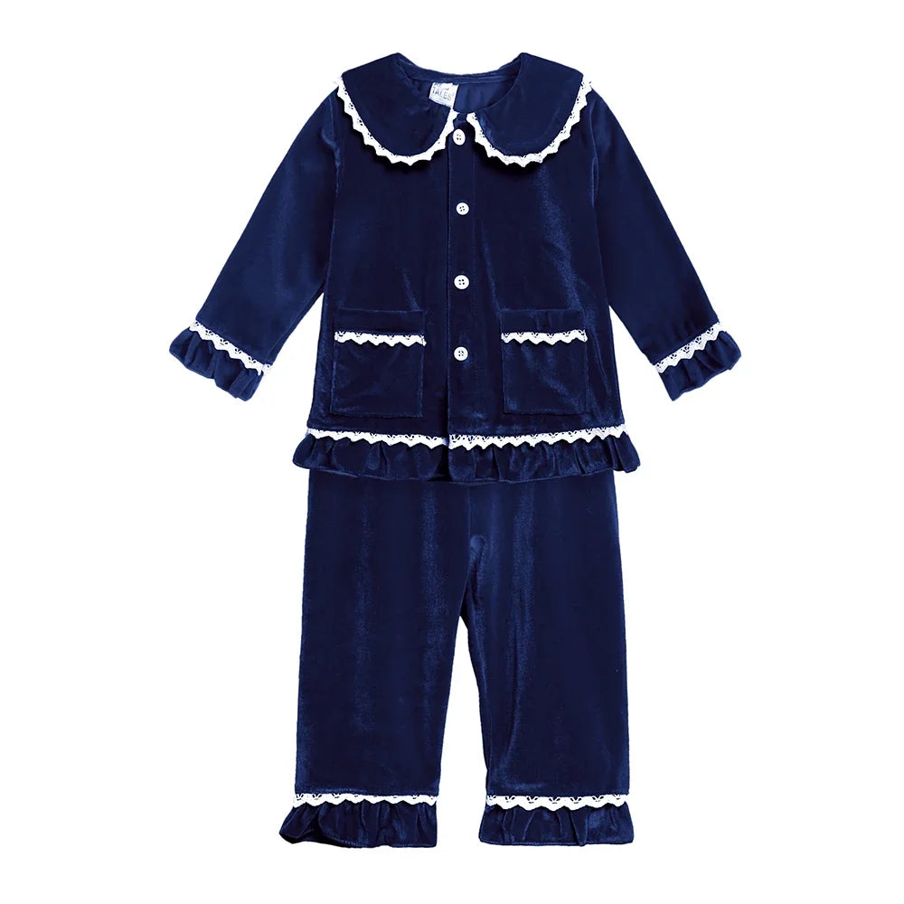 Kids Velvet Christmas Robe Pajamas – Family Matching Winter Sleepwear