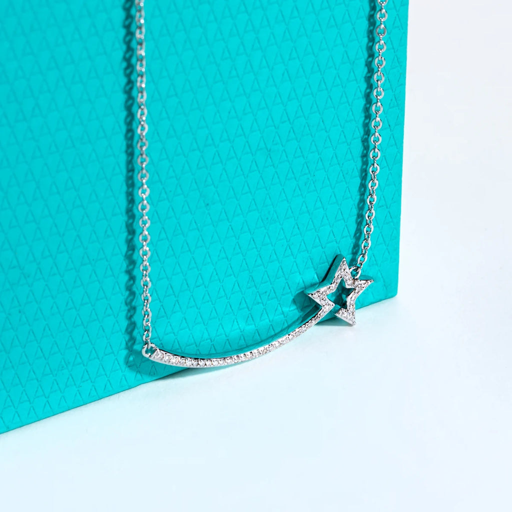 Moissanite Smile Pendant Necklace - 18K Gold Plated 925 Sterling Silver D Color