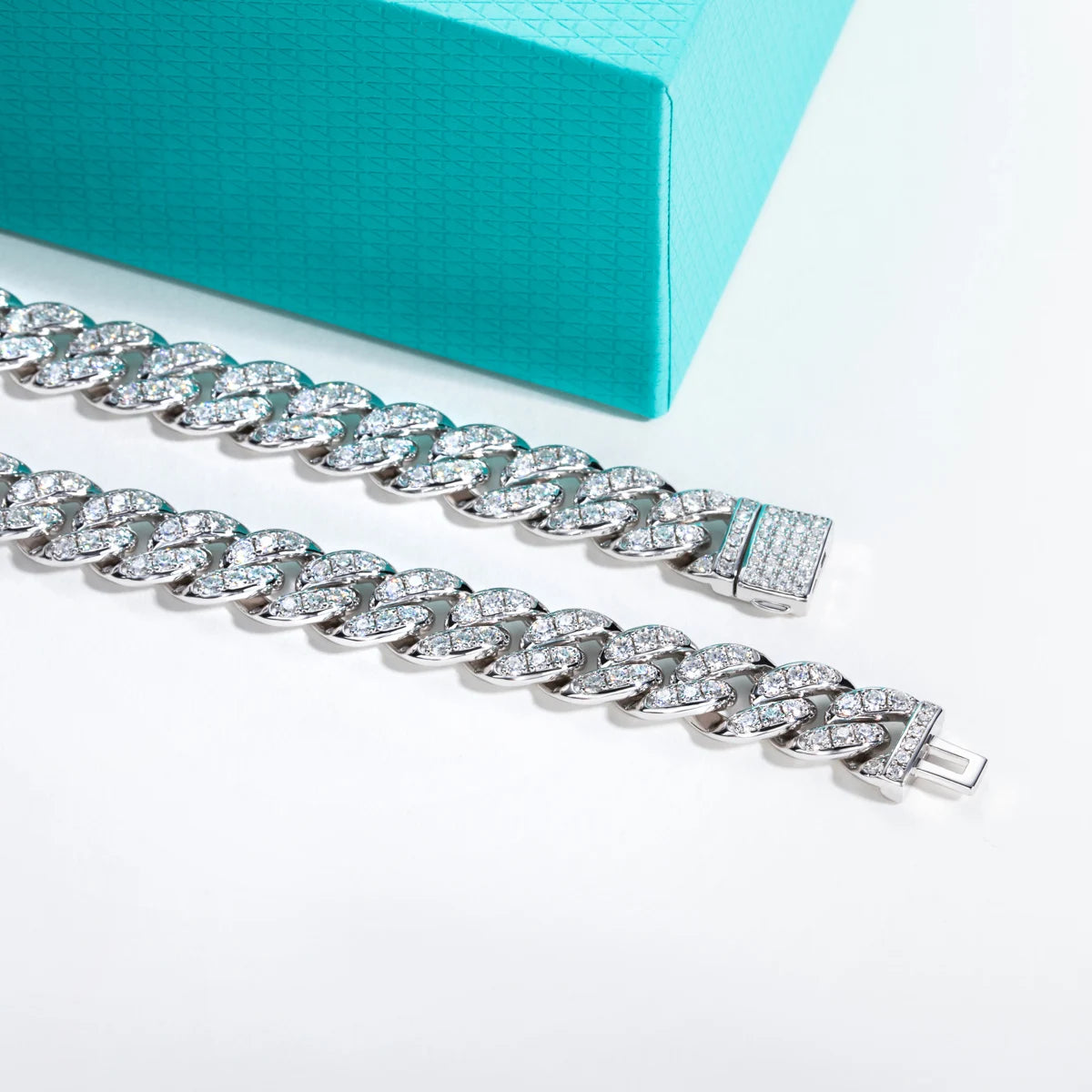 Moissanite Link Chain Bracelet - 925 Sterling Silver Statement