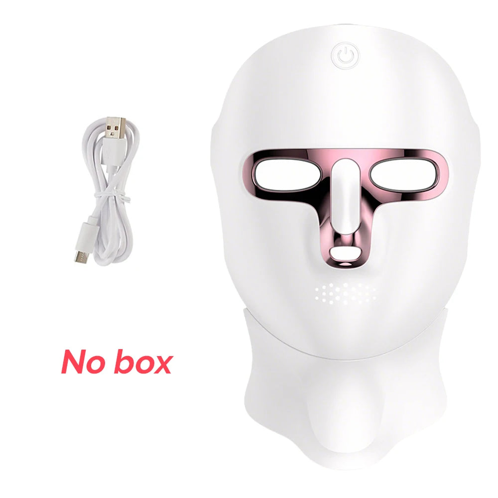 Wireless 7-Color LED Facial & Neck Mask – Rechargeable Light Therapy