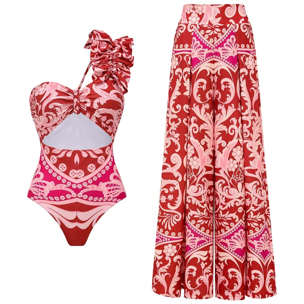 One Shoulder Swimsuit - Asymmetric Beachwear