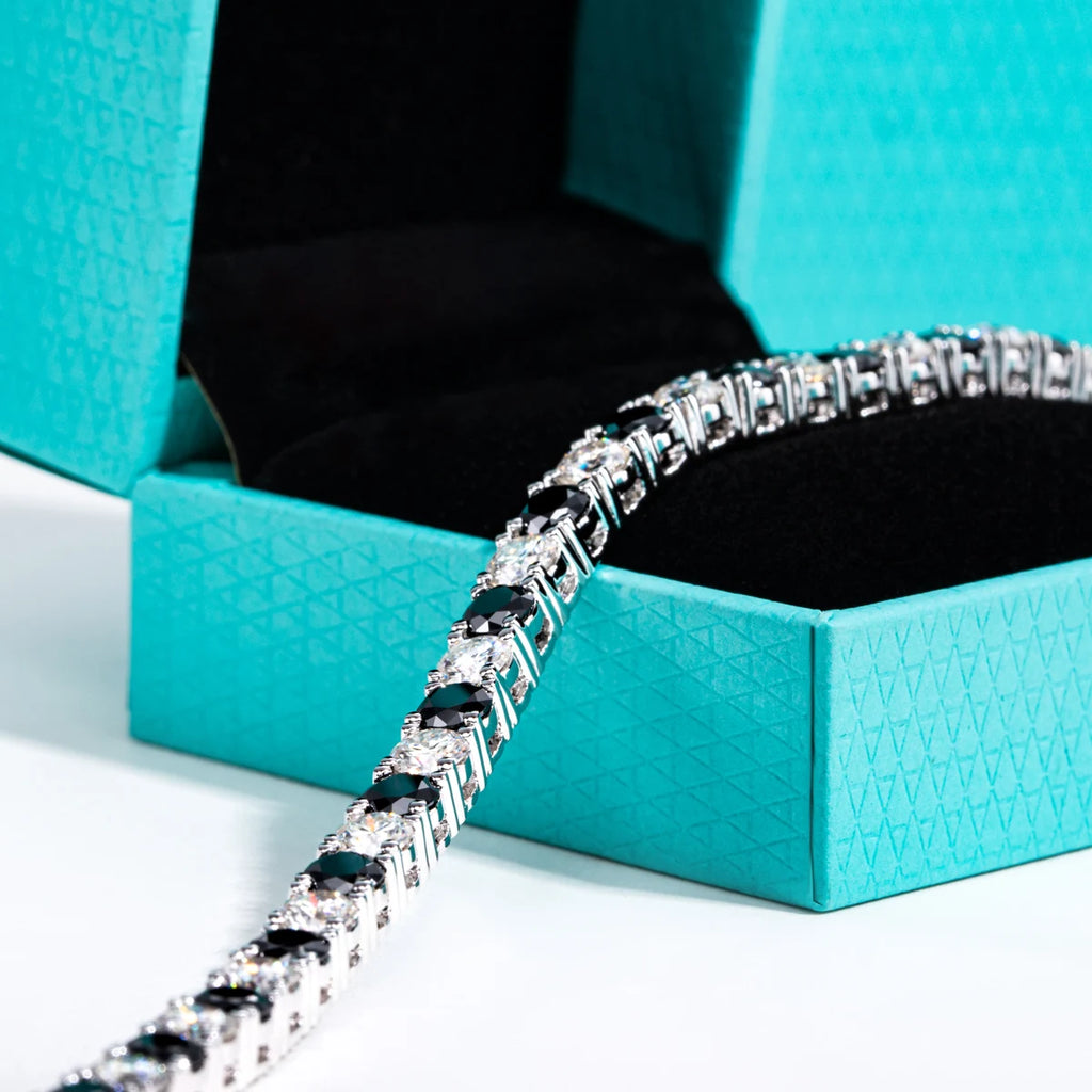 4mm Black Moissanite Tennis Bracelet - 925 Sterling Silver