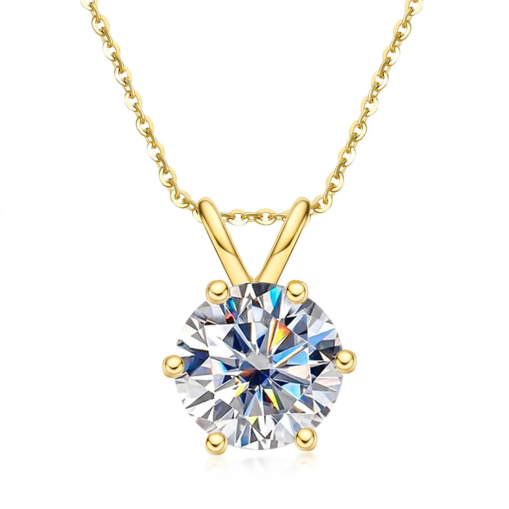 Moissanite Pendant Necklace - 18K Gold Plated D Color Diamond Necklace