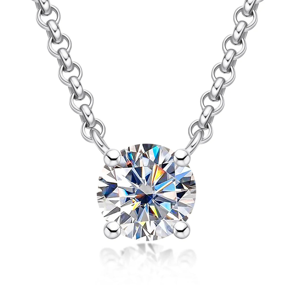 Moissanite Pendant Necklace - 18K Gold Plated D Color Diamond Necklace