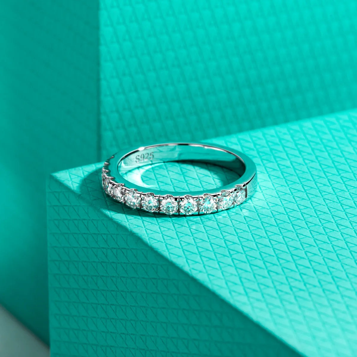 2.5mm Moissanite Half Eternity Band 0.72cttw - Sterling Silver Ring