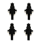 Four black nutcracker-shaped hair clips on a white background
