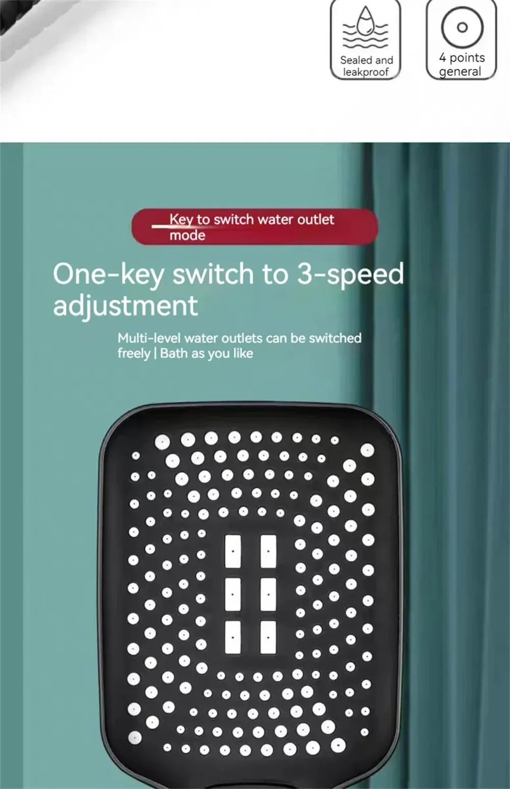 Product packaging with text and a control panel illustration on a teal background