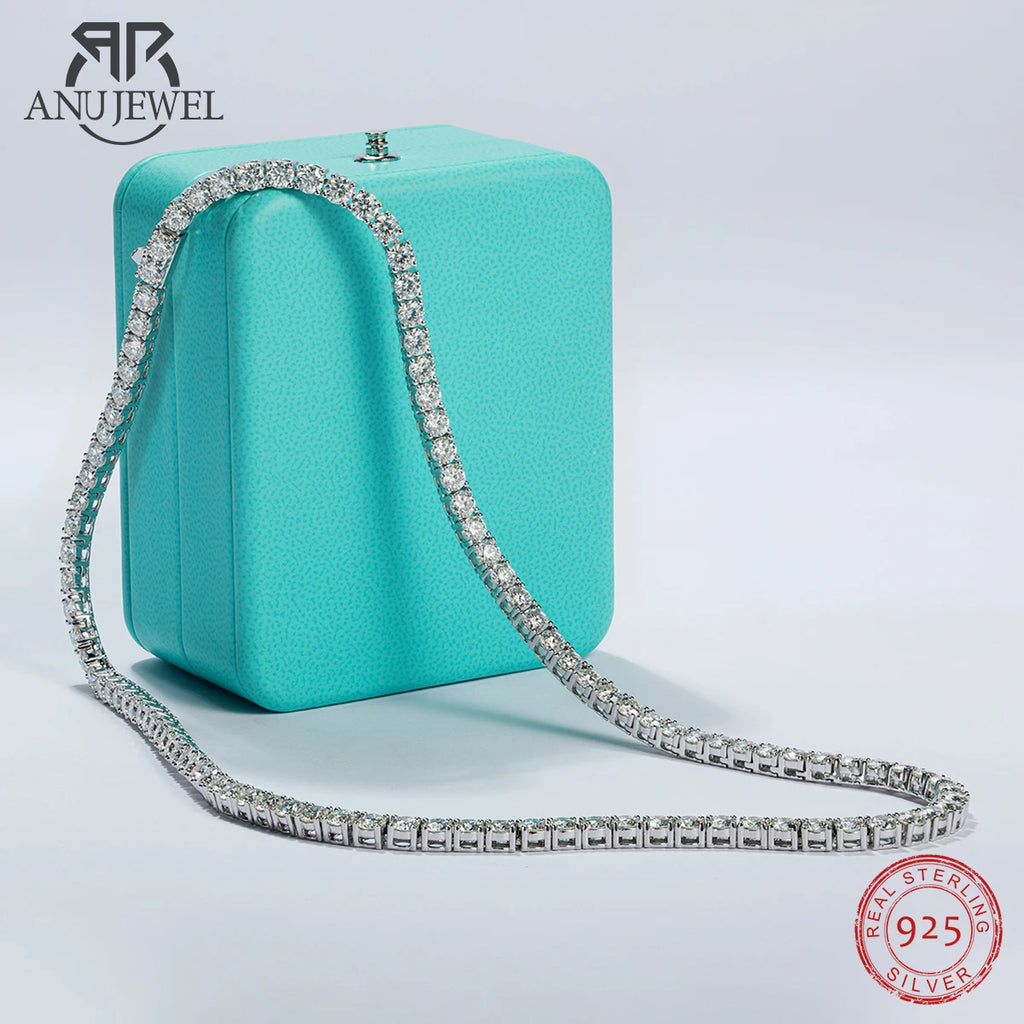 4mm Moissanite Tennis Necklace - 18K Gold Plated 925 Sterling Silver D Color