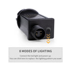 Black LED light control module with 'PRESS' label on a white background