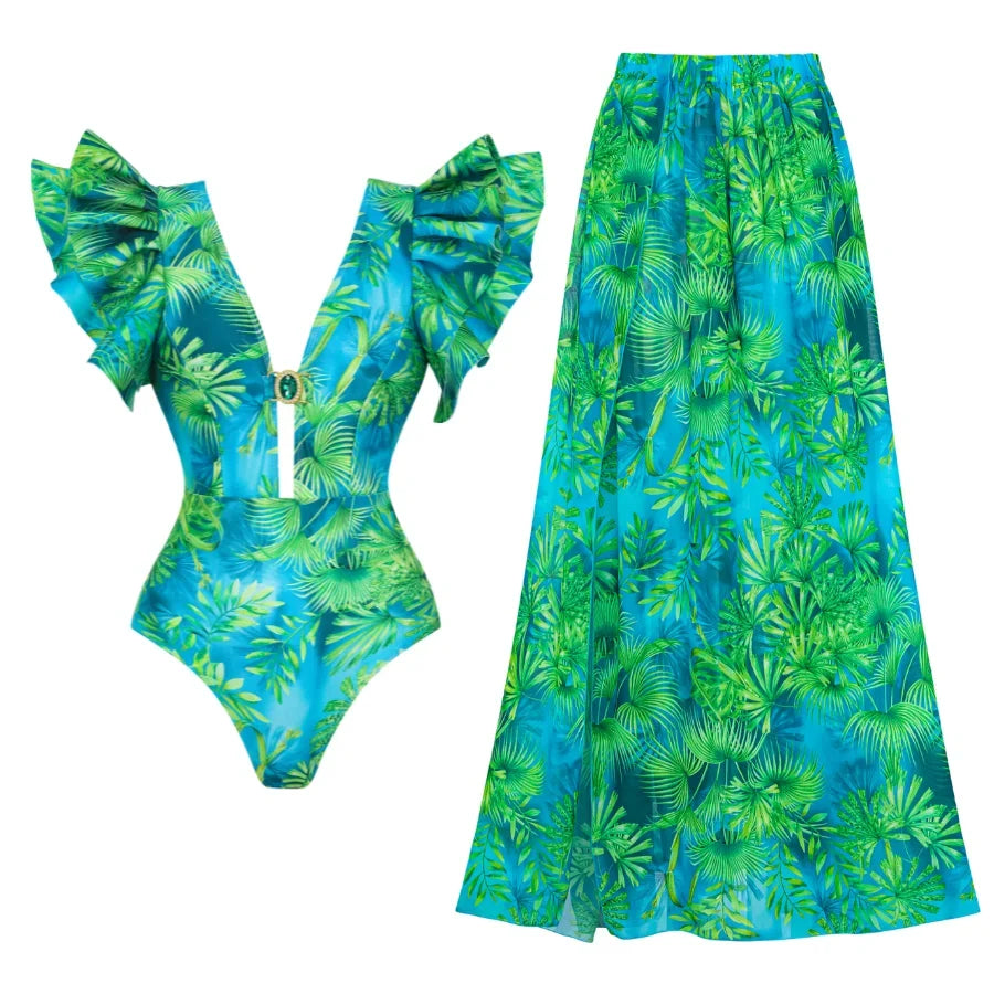 Jungle Green Print Swimsuit