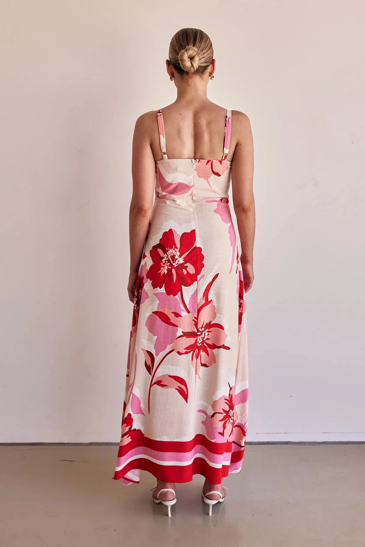 Spaghetti Strap Backless Maxi Dress - A-Line Resort Style
