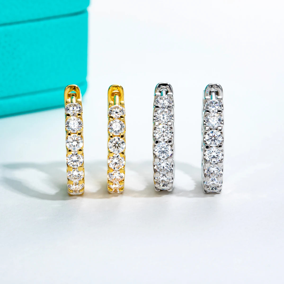 3mm D-Color Moissanite Huggie Hoop Earrings 2.6cttw - 925 Sterling Silver