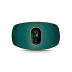 Teal electronic device with digital display on a white background