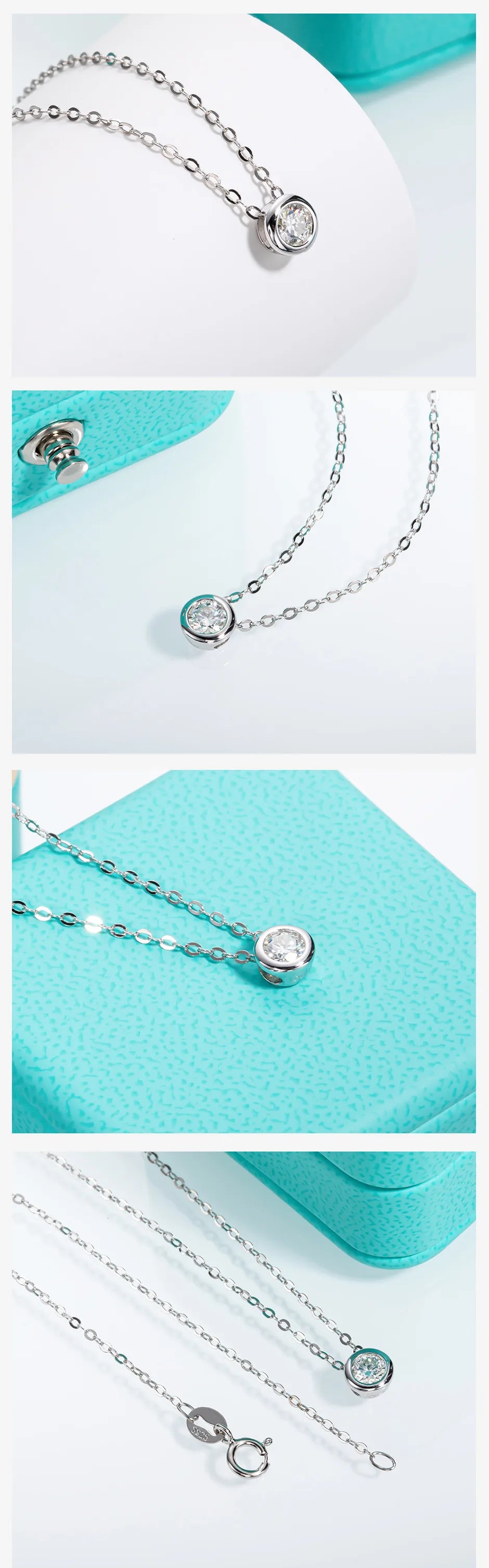 0.3ct Round Cut Moissanite Pendant Necklace - 18K Gold Plated D Color