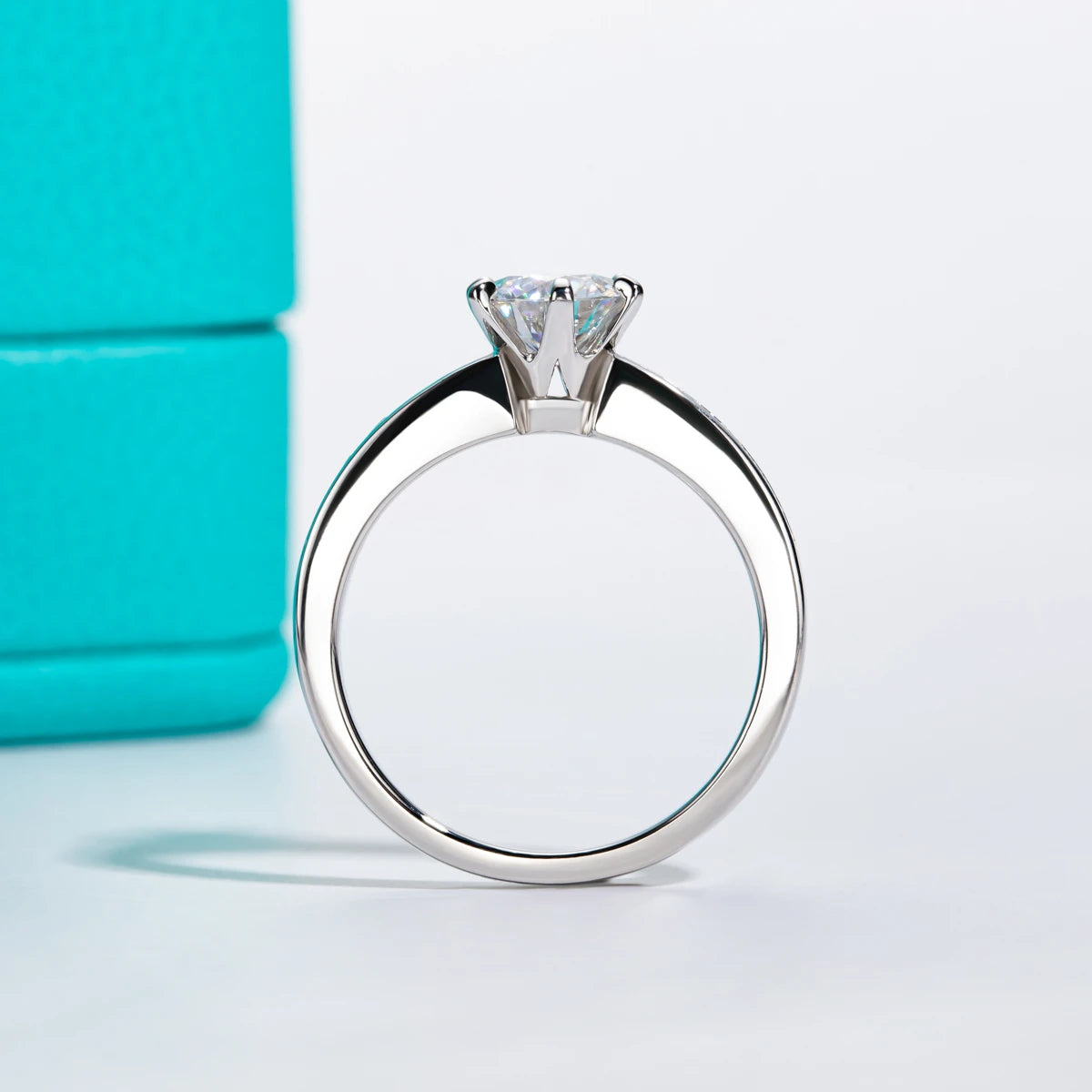 1ct D-Color Moissanite Engagement Ring - Princess or Round Cut - 925 Sterling Silver