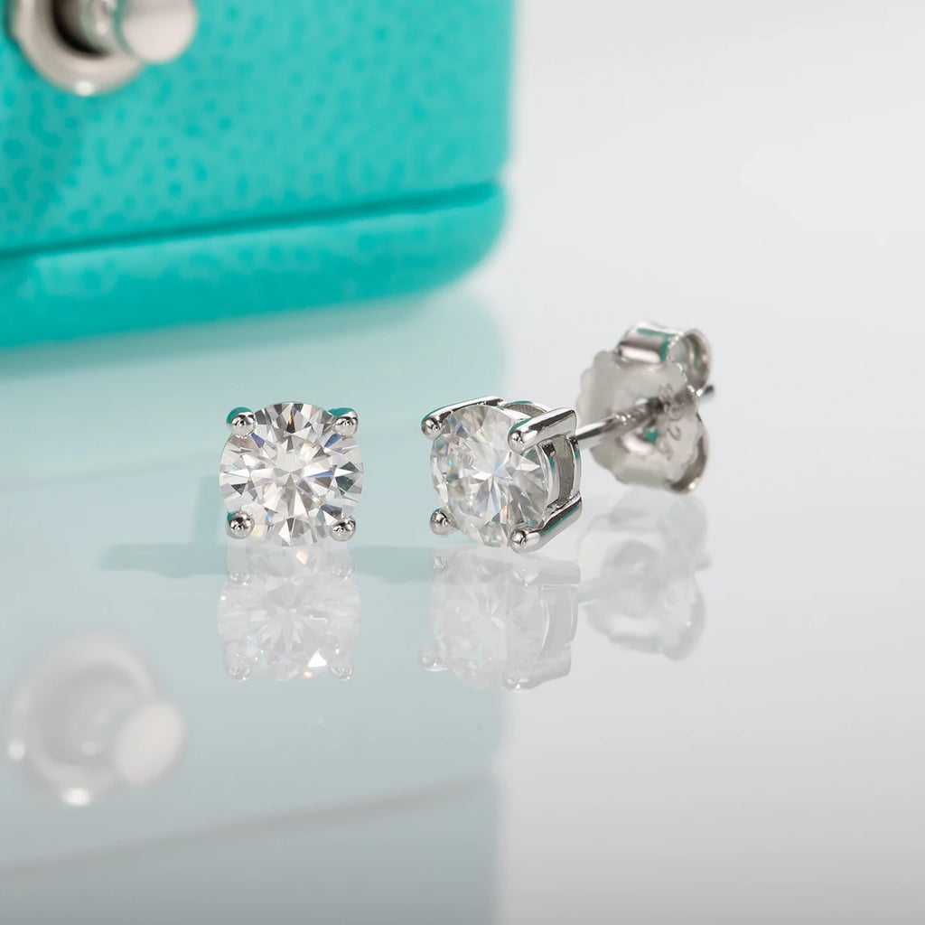 4mm Moissanite Stud Earrings - 925 Sterling Silver