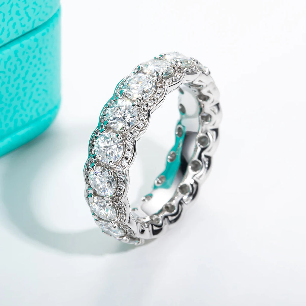 4mm D Color Moissanite Eternity Band 5.5cttw - 925 Sterling Silver Wedding Ring