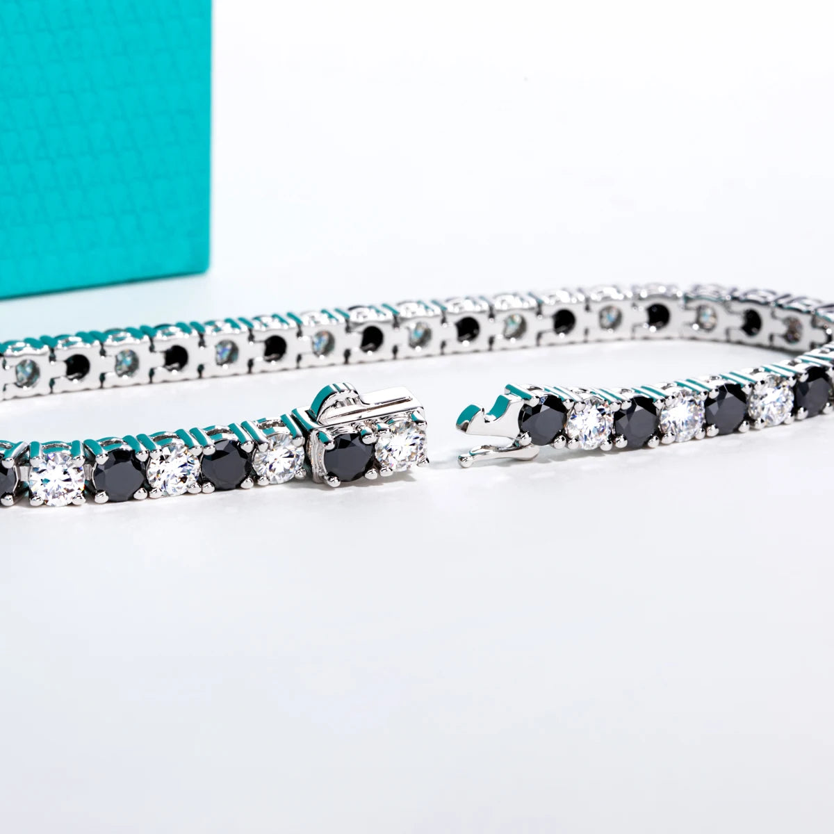 4mm Black Moissanite Tennis Bracelet - 925 Sterling Silver