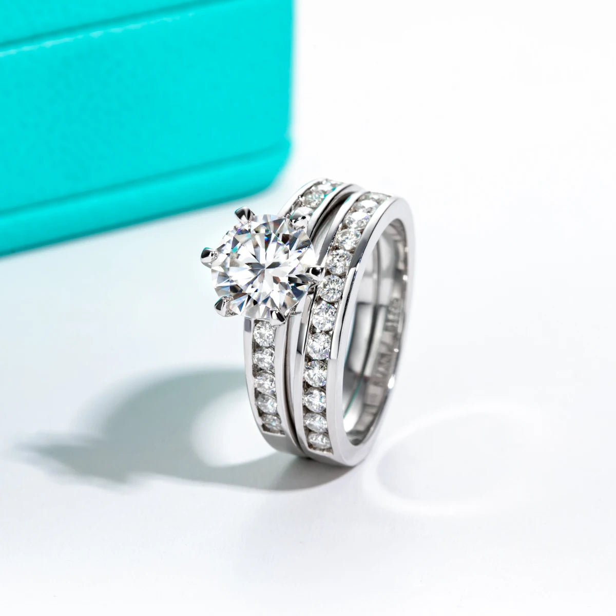 1ct D-Color Moissanite Engagement Ring - Princess or Round Cut - 925 Sterling Silver