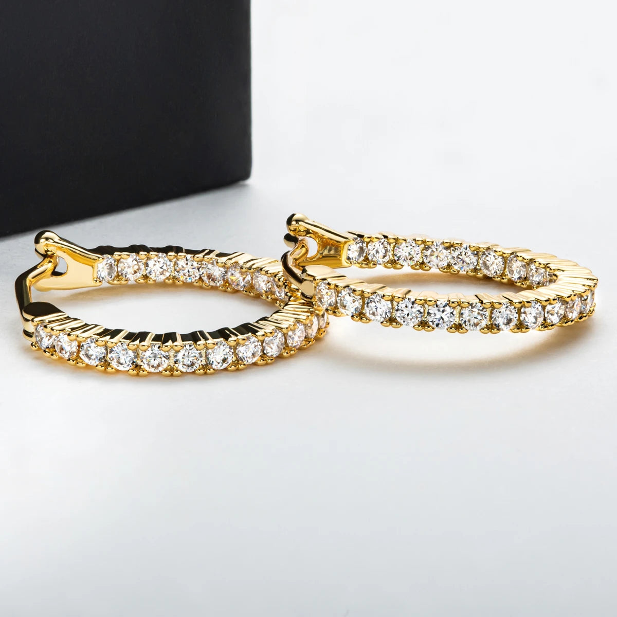 0.66ct D-Color Moissanite Huggie Hoop Earrings - Yellow Gold Plated