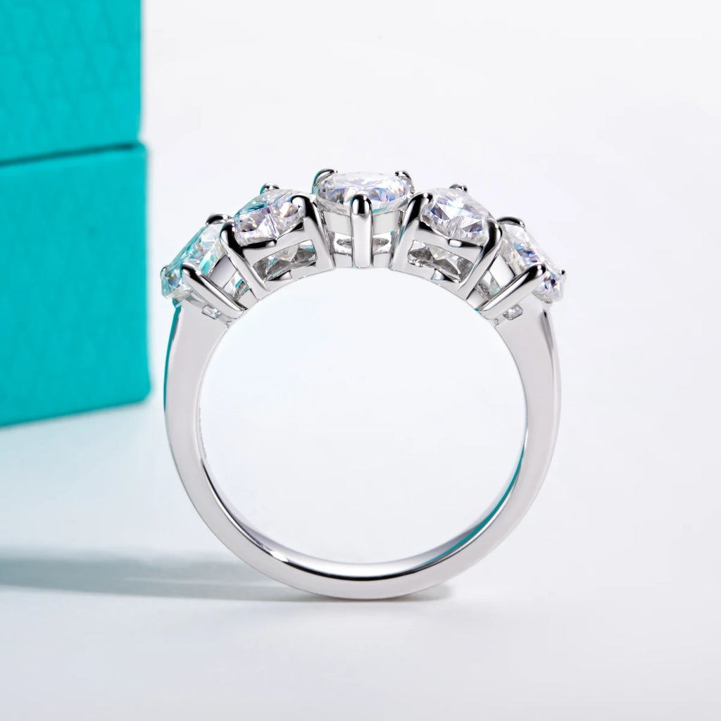 Heart Cut D Color Moissanite Eternity Band 2.5cttw - 18K Gold Plated Sterling Silver