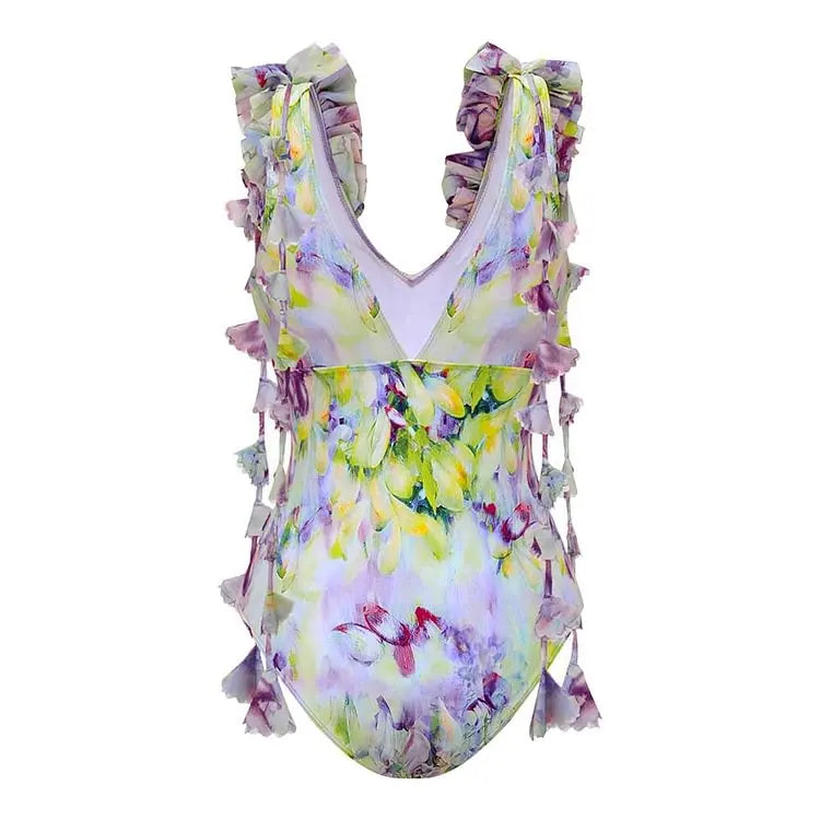 Floral Print Swimsuit - Elegant Beachwear