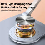 Metallic damping shaft with clear sound of clatter on a gray and beige background