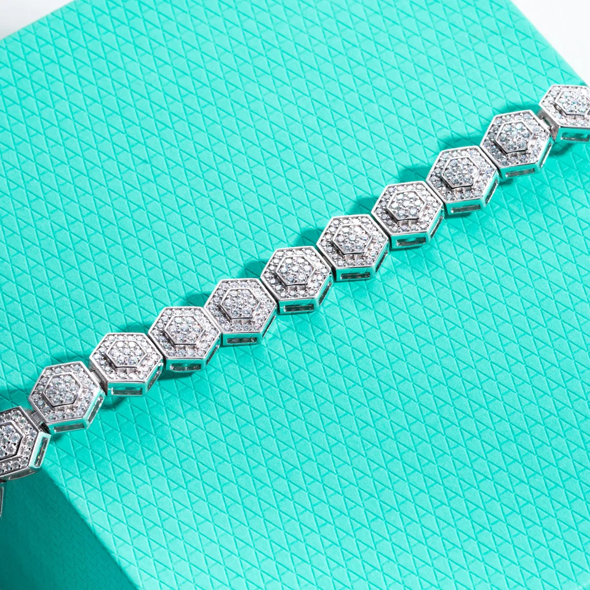 Moissanite Hexagon Bangle Bracelet - 925 Sterling Silver Statement