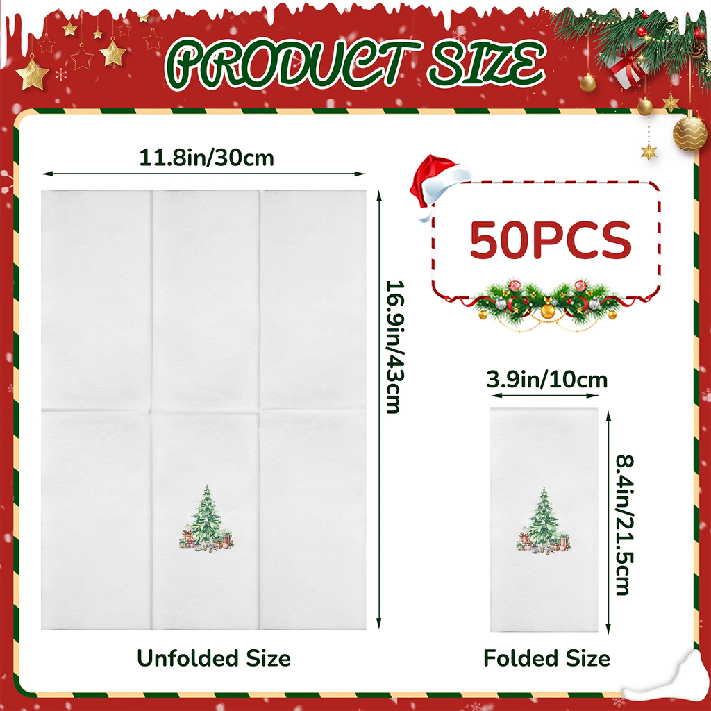 Linen-Feel Christmas Tree Disposable Napkins