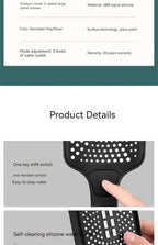 Product details of a 3-speed large panel shower with features listed.