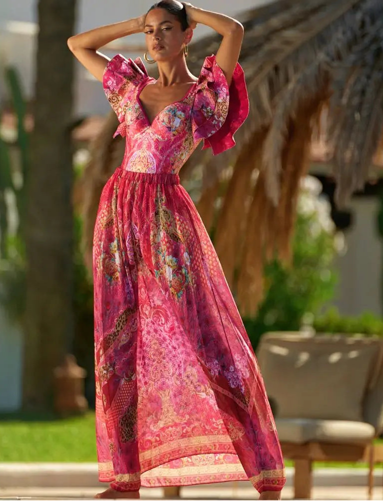 Rose Red Floral Swimsuit - Blooming Print Beachwear