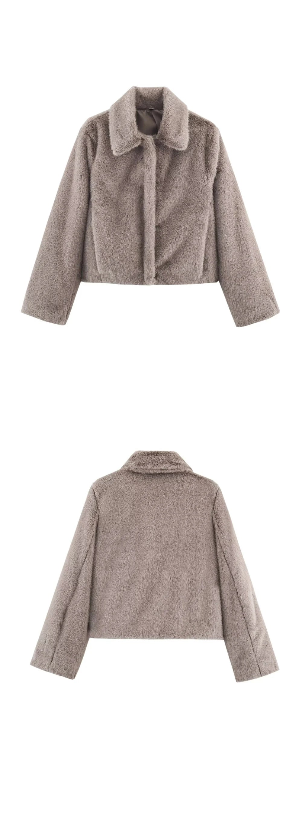Brown jacket shown from front and back on a white background