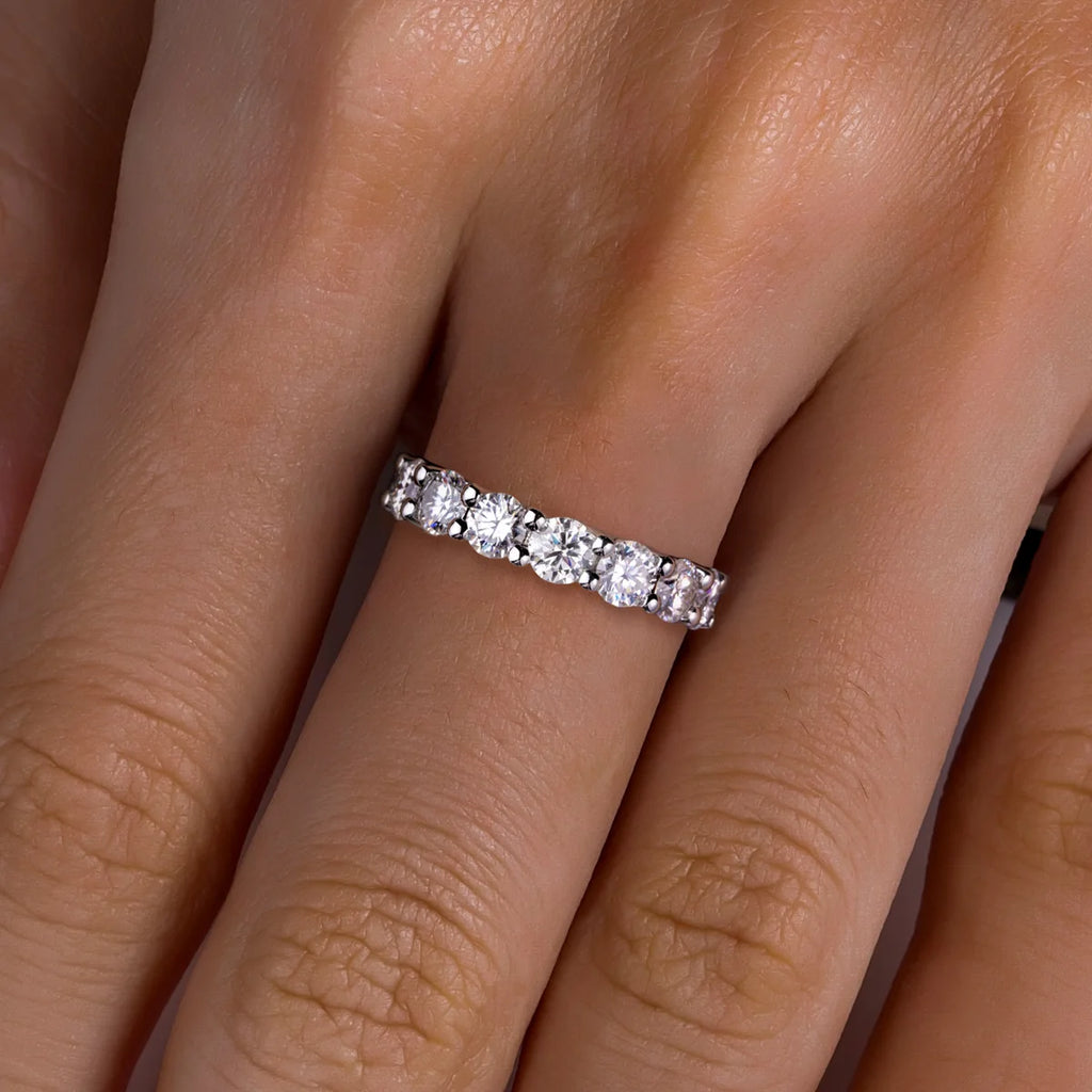 4.5mm D Color Moissanite Eternity Band - Sterling Silver