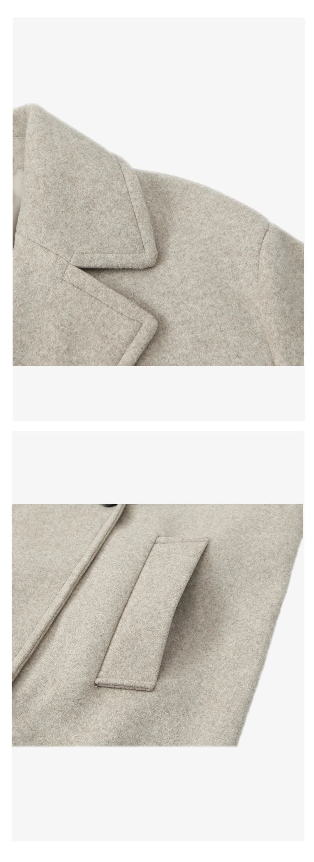 Close-up of a beige coat with a collar on a white background