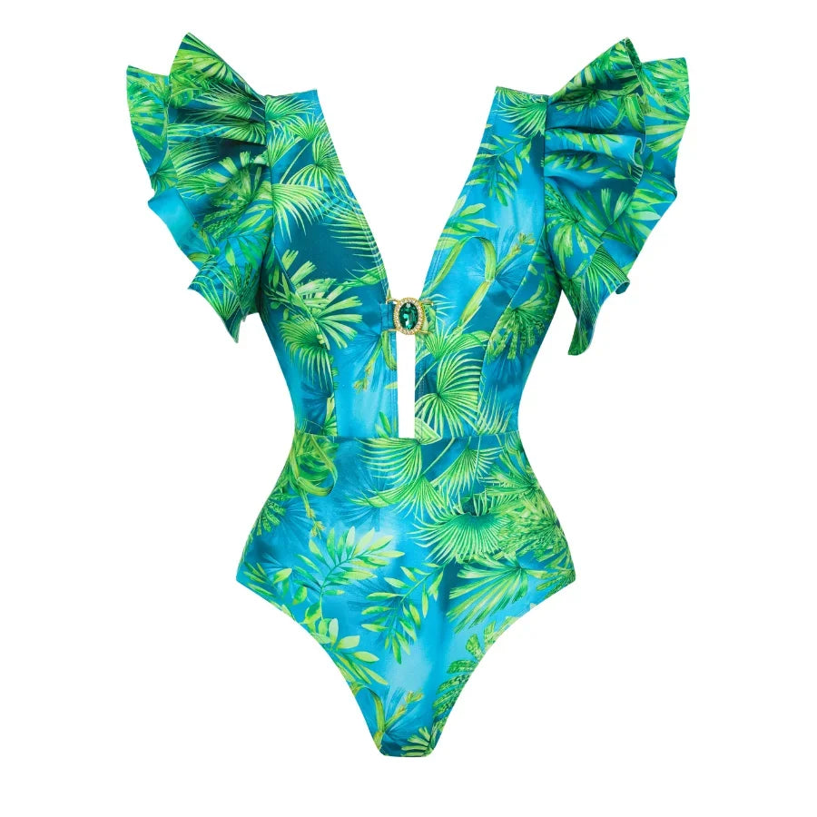Jungle Green Print Swimsuit