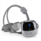 Wireless headset with digital display on a white background