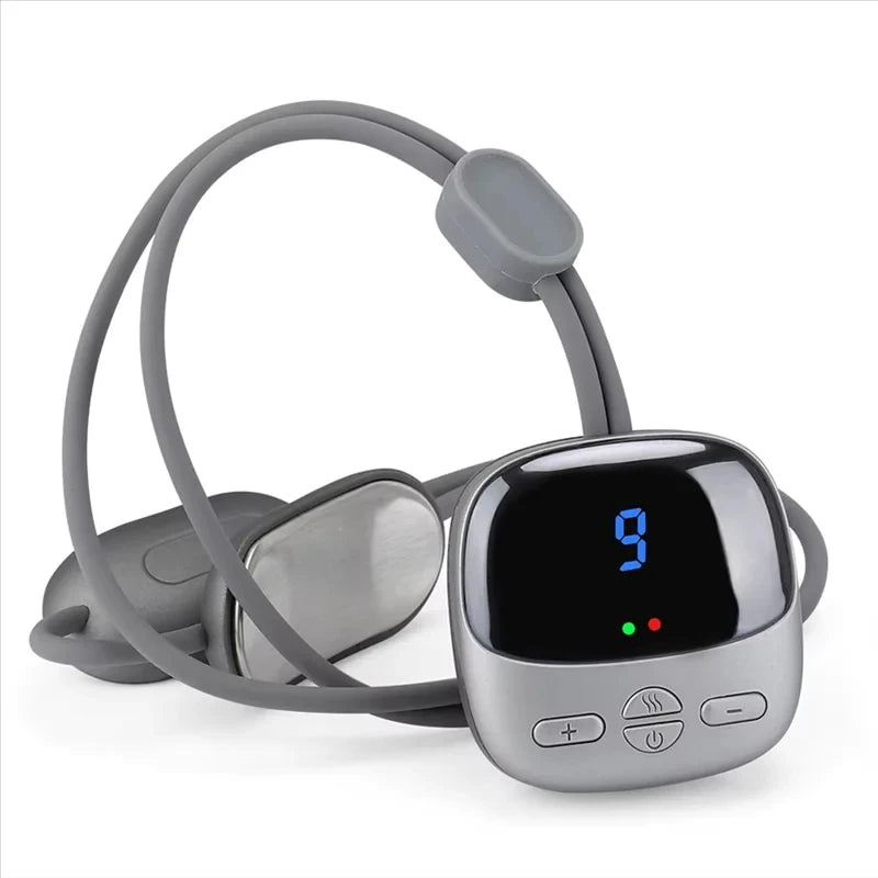 Wireless headset with digital display on a white background