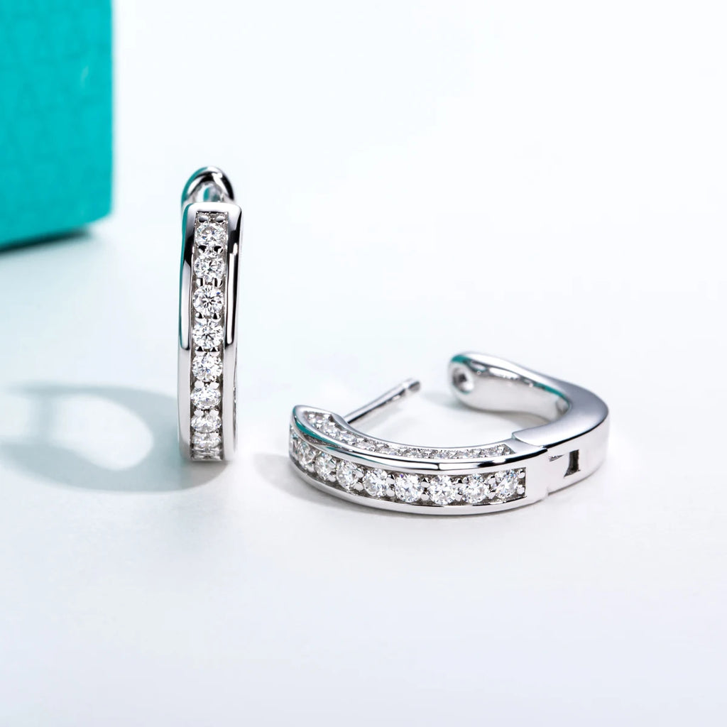 0.56ct Moissanite Hoop Earrings - 925 Sterling Silver