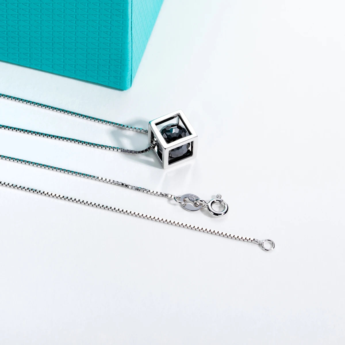 4ct Black Moissanite Pendant Necklace - 925 Sterling Silver Round Cut