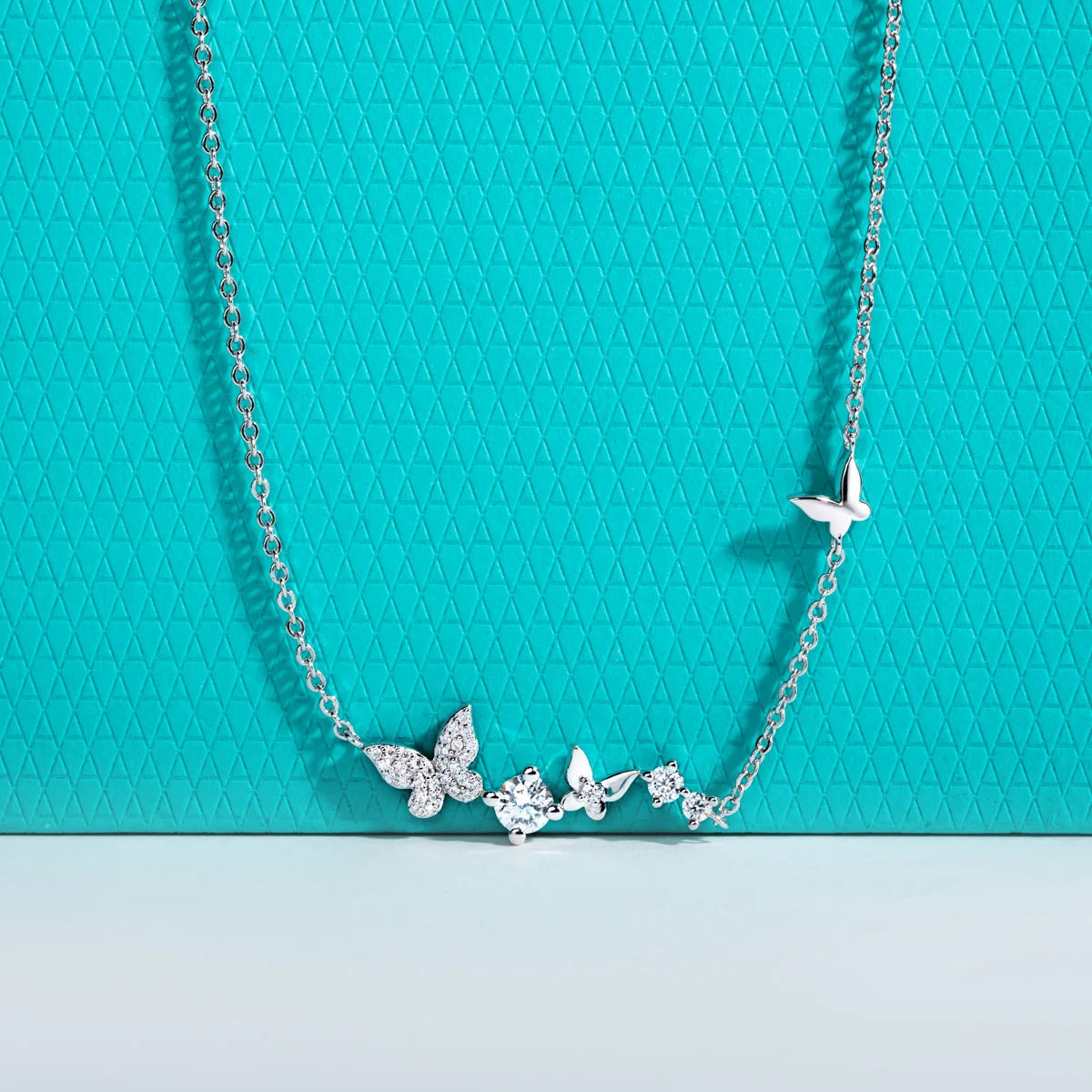 0.5ct Moissanite Butterfly Pendant Necklace - 18K Gold Plated 925 Sterling Silver D Color