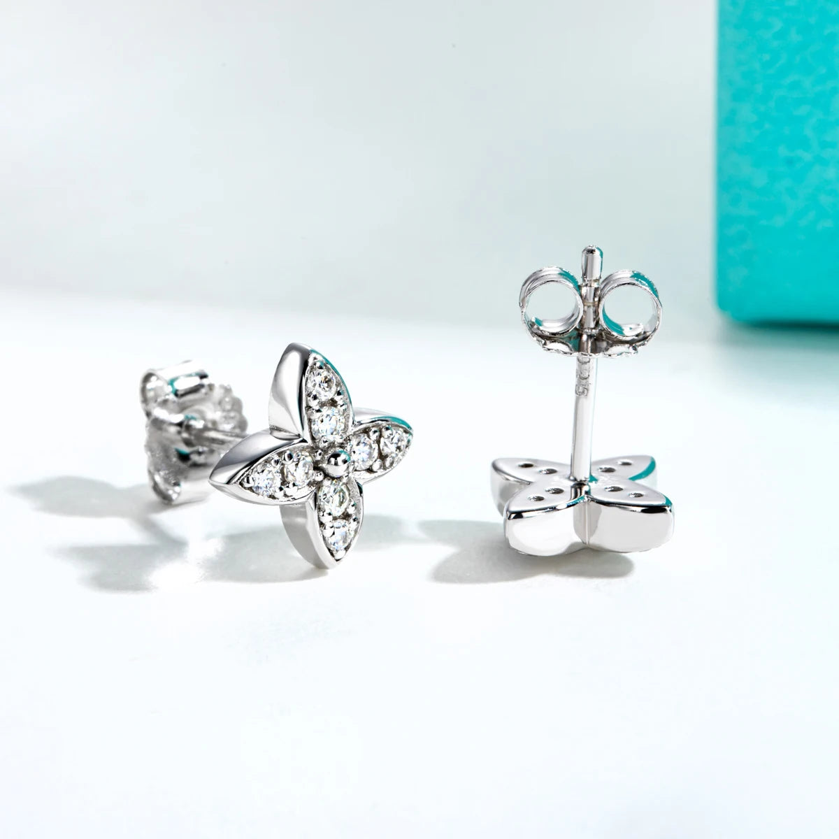 1.5mm D-Color Moissanite Cross Stud Earrings - 925 Sterling Silver