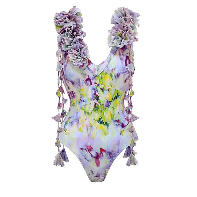 Floral Print Swimsuit - Elegant Beachwear